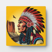 Indianischer Chef der wilden Landschaft Sunset Fotoplatte (Vorderseite)