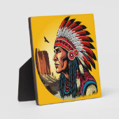 Indianischer Chef der wilden Landschaft Sunset Fotoplatte (Vorderseite)