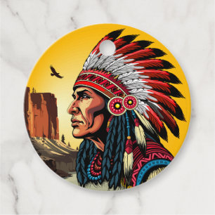 Indianischer Chef der wilden Landschaft Sunset Geschenkanhänger