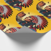 Indianischer Chef der wilden Landschaft Sunset Geschenkpapier (Ecke)