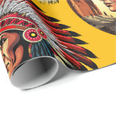 Indianischer Chef der wilden Landschaft Sunset Geschenkpapier (Rolleneckpunkt)