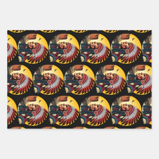 Indianischer Chef der wilden Landschaft Sunset Geschenkpapier Set (Vorderseite 2)