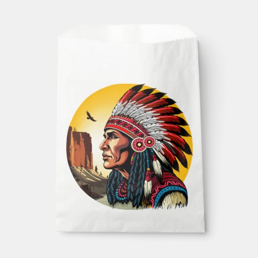 Indianischer Chef der wilden Landschaft Sunset Geschenktütchen (Vorderseite)