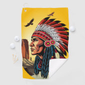 Indianischer Chef der wilden Landschaft Sunset Golfhandtuch (Insitu)