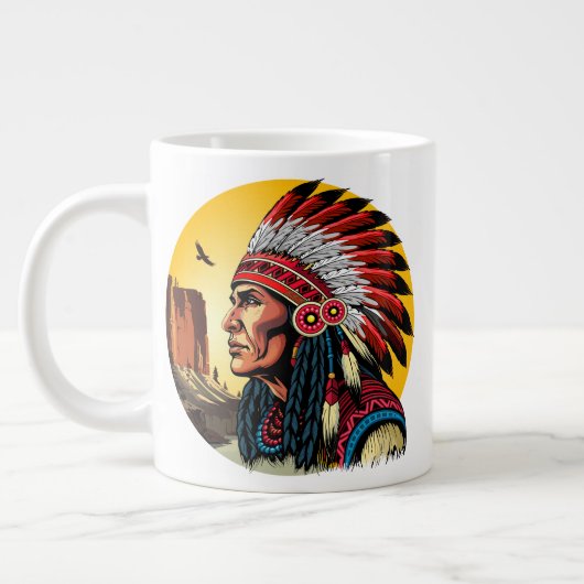 Indianischer Chef der wilden Landschaft Sunset Jumbo-Tasse (Links)