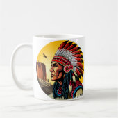 Indianischer Chef der wilden Landschaft Sunset Kaffeetasse (Links)