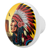 Indianischer Chef der wilden Landschaft Sunset Keramikknauf (Rechts)