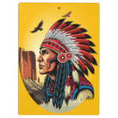 Indianischer Chef der wilden Landschaft Sunset Klemmbrett (Rückseite)