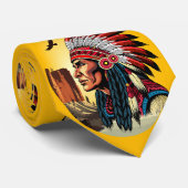 Indianischer Chef der wilden Landschaft Sunset Krawatte (Gerollt)