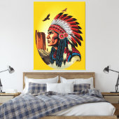 Indianischer Chef der wilden Landschaft Sunset Leinwanddruck (Insitu (Schlafzimmer))