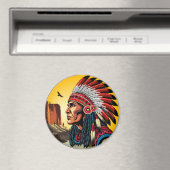 Indianischer Chef der wilden Landschaft Sunset Magnet (In Situ (Geschirrspüler))