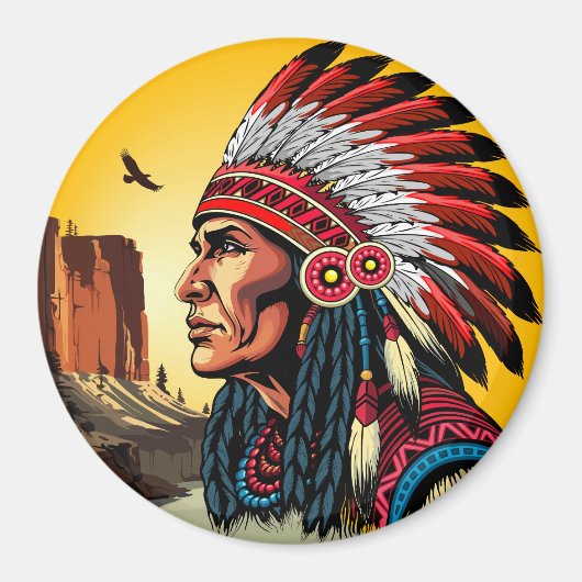 Indianischer Chef der wilden Landschaft Sunset Magnet (Vorne)
