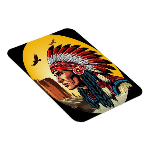 Indianischer Chef der wilden Landschaft Sunset Magnet (Rechte Seite)