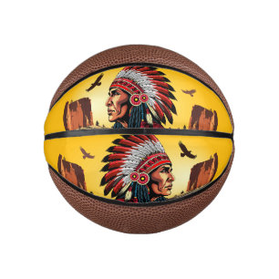 Indianischer Chef der wilden Landschaft Sunset Mini Basketball