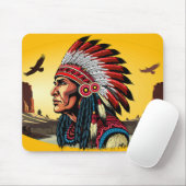 Indianischer Chef der wilden Landschaft Sunset Mousepad (Mit Mouse)