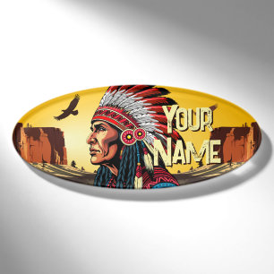 Indianischer Chef der wilden Landschaft Sunset Namenschild