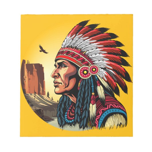 Indianischer Chef der wilden Landschaft Sunset Notizblock (Vorderseite)