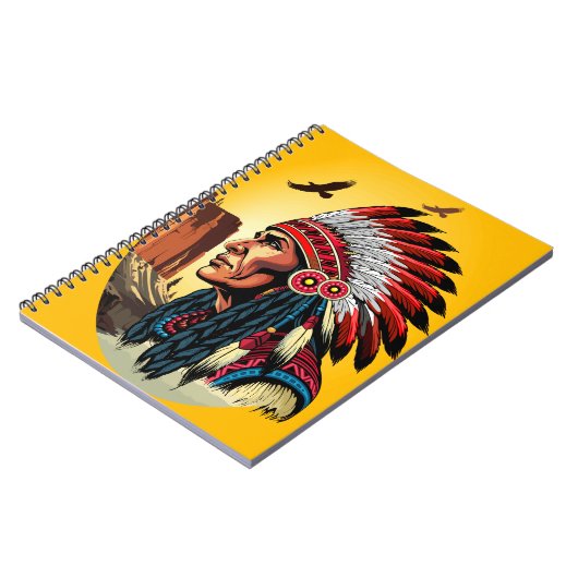 Indianischer Chef der wilden Landschaft Sunset Notizblock (Linke Seite)