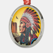 Indianischer Chef der wilden Landschaft Sunset Ornament Aus Metall (Links)