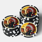 Indianischer Chef der wilden Landschaft Sunset Pokerchips (Stapel)
