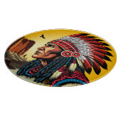 Indianischer Chef der wilden Landschaft Sunset Schneidebrett (Ecke)