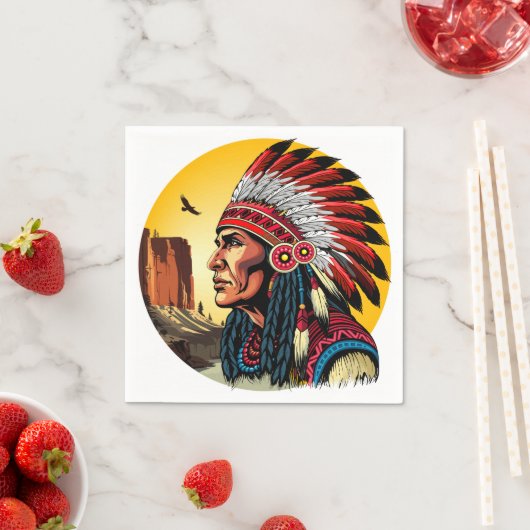 Indianischer Chef der wilden Landschaft Sunset Serviette (Beispiel)