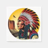 Indianischer Chef der wilden Landschaft Sunset Serviette (Vorderseite)