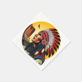 Indianischer Chef der wilden Landschaft Sunset Serviette (Ecke)