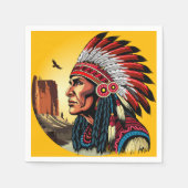 Indianischer Chef der wilden Landschaft Sunset Serviette (Vorderseite)