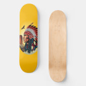 Indianischer Chef der wilden Landschaft Sunset Skateboard (Vorderseite)