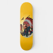 Indianischer Chef der wilden Landschaft Sunset Skateboard (Vorderseite)