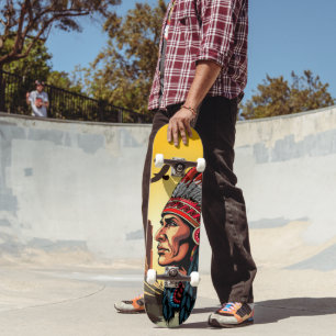 Indianischer Chef der wilden Landschaft Sunset Skateboard