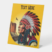 Indianischer Chef der wilden Landschaft Sunset Sockelschild (Vorderseite)