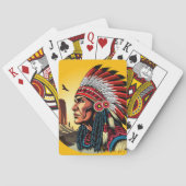 Indianischer Chef der wilden Landschaft Sunset Spielkarten (Rückseite)