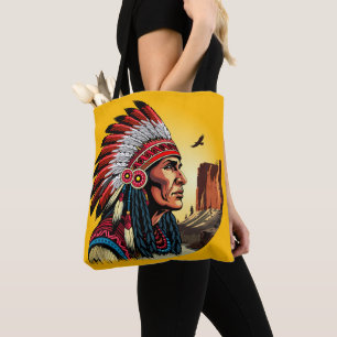 Indianischer Chef der wilden Landschaft Sunset Tasche