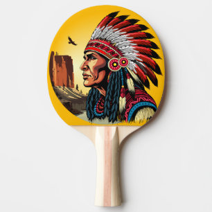 Indianischer Chef der wilden Landschaft Sunset Tischtennis Schläger