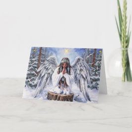 Indianischer Engel betet für Weihnachtsfrieden  Feiertagskarte