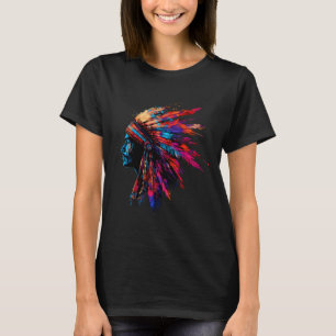 Indianischer Federschmuck Häuptling T-Shirt