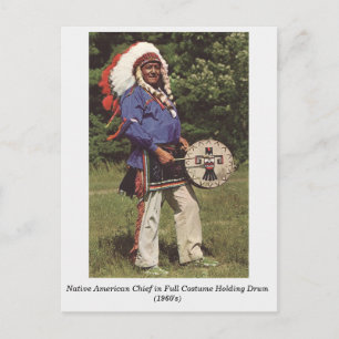 Indianischer Häuptling mit Trommel alte Postkarte