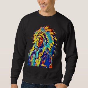 Indianischer Häuptling Red Cloud Farbiger Sweatshirt