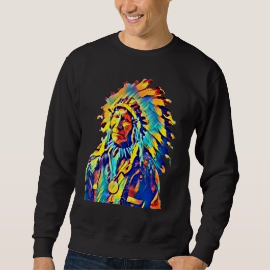Indianischer Häuptling Red Cloud Farbiger Sweatshirt (Vorderseite)