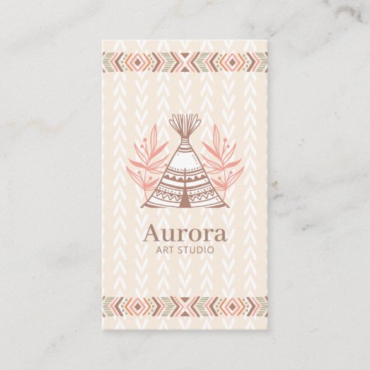 Indianischer Hüttenstil Boho Monogram Telefonnummerkarte (Vorderseite)