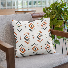 Indianischer Indianerstil in weißem geometrischem  Kissen