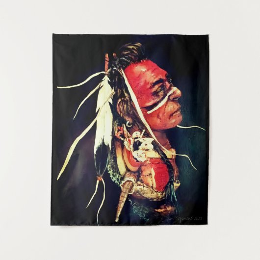 Indianischer "Kaw Krieger" Wandteppich (Vorderseite)