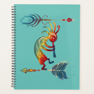 Indianischer Kokopelli mit zwei Federn 1 Planer