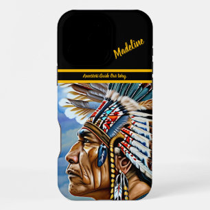 Indianischer Krieger blickt iPhone 16 Pro Max Hülle