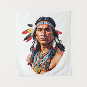Indianischer Mann der amerikanischen Ureinwohner Wandteppich