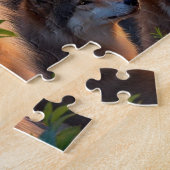 Indianischer Mann mit Wolf Puzzle (Seite)