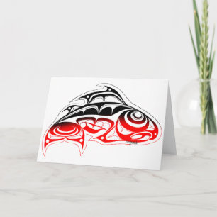 Indianischer Puyallup-Lachs im Coast-Salish-Stil Karte