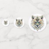 Indianischer Spiritueller Wolf Konfetti (Rückseiten)